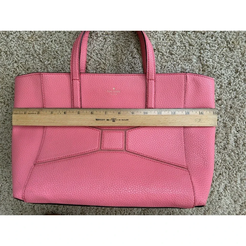 Kate Spade Bridge Place Francisca Tote Pink Flamingo Pebbled Leather Bow Accent